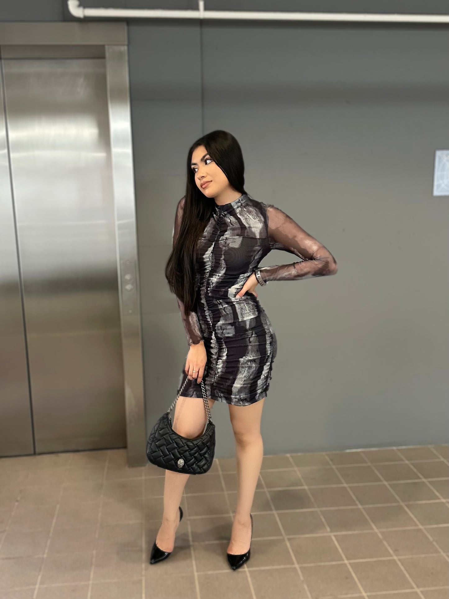 Mesh Print Dress