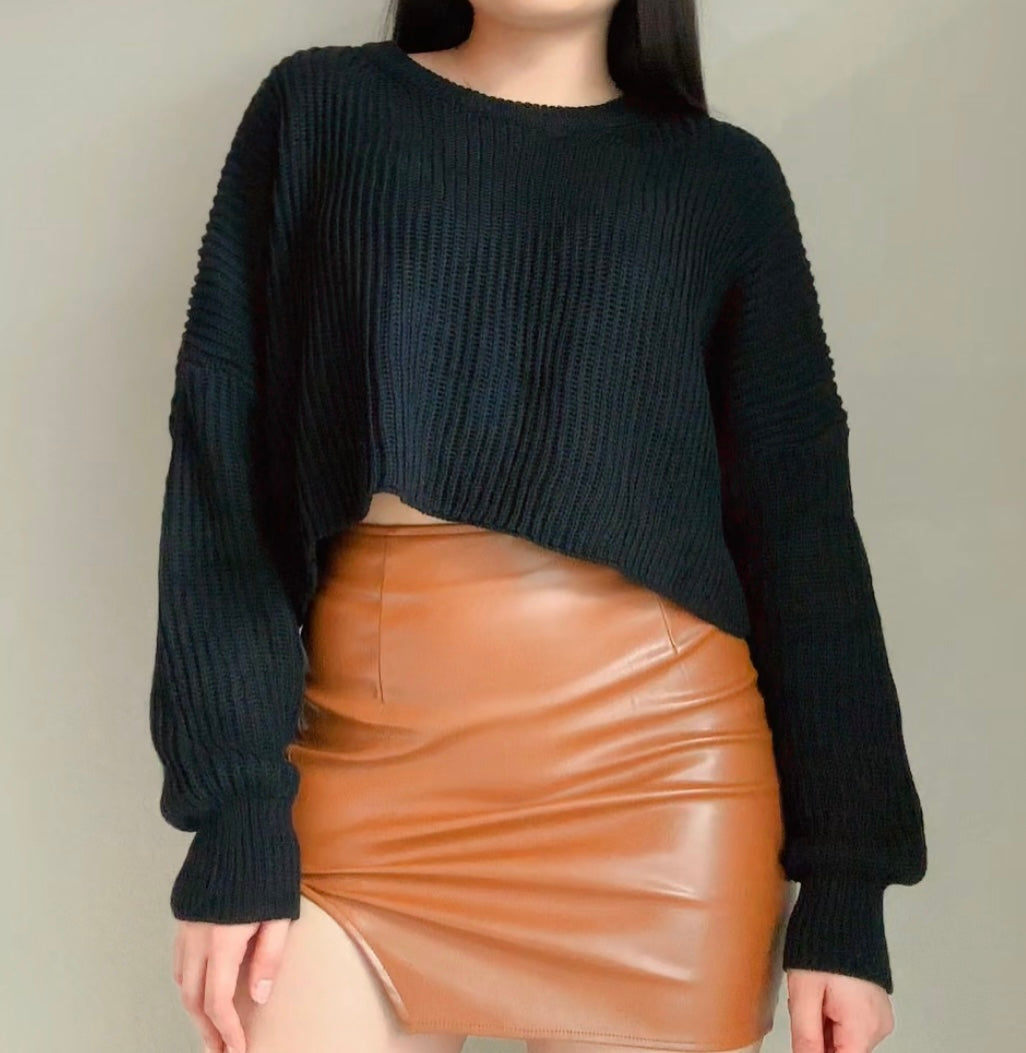 Cropped knit sweater